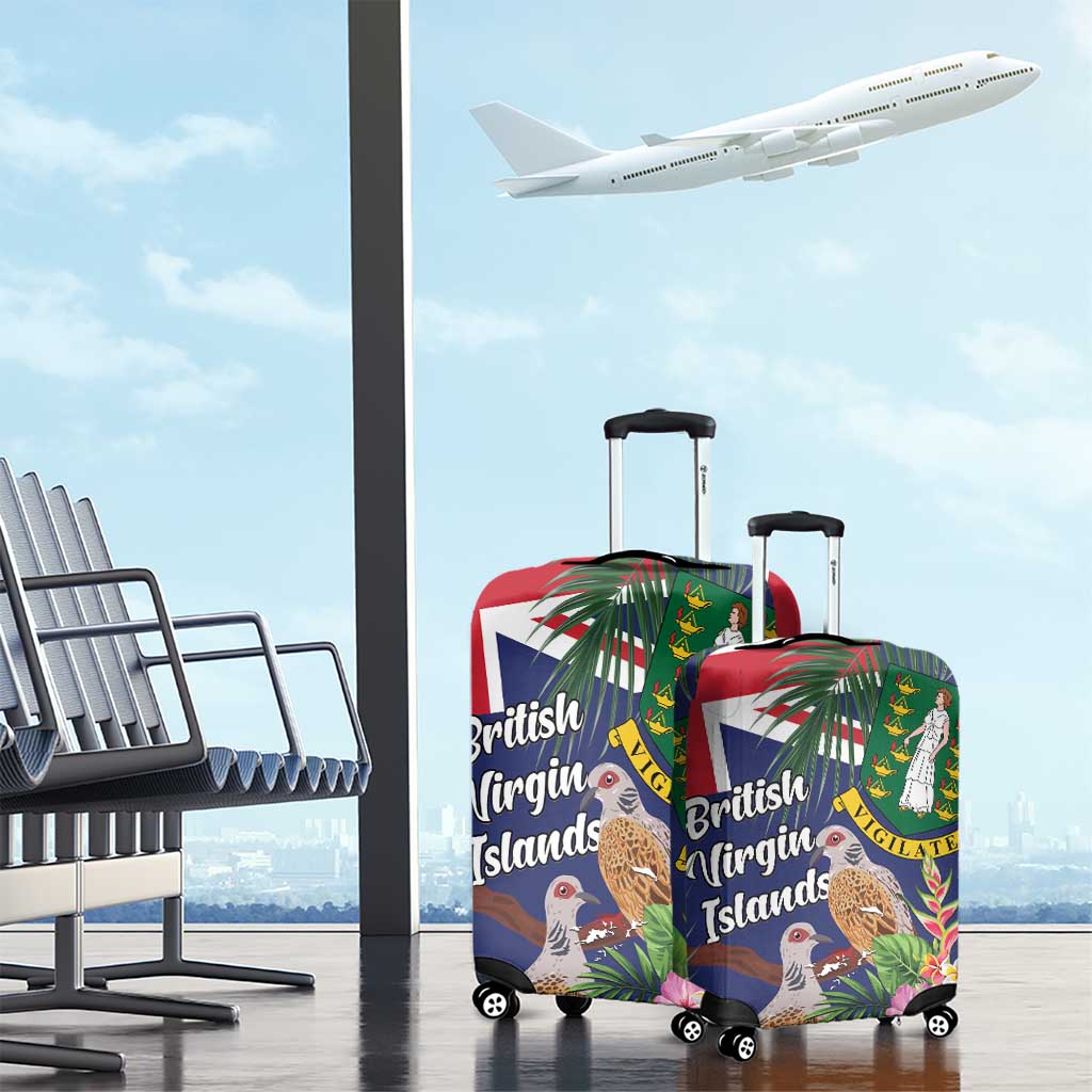 British Virgin Islands Luggage Cover Two Turtle Doves Tropical Flowers LT01