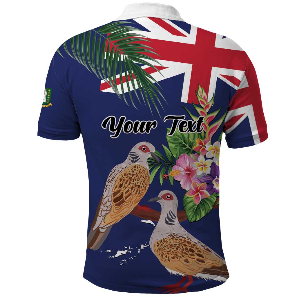 Personalised British Virgin Islands Polo Shirt Two Turtle Doves Tropical Flowers LT01