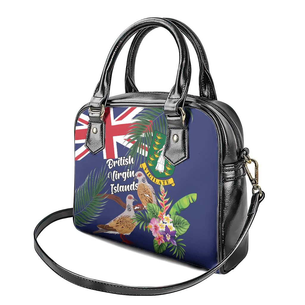 British Virgin Islands Shoulder Handbag Two Turtle Doves Tropical Flowers LT01