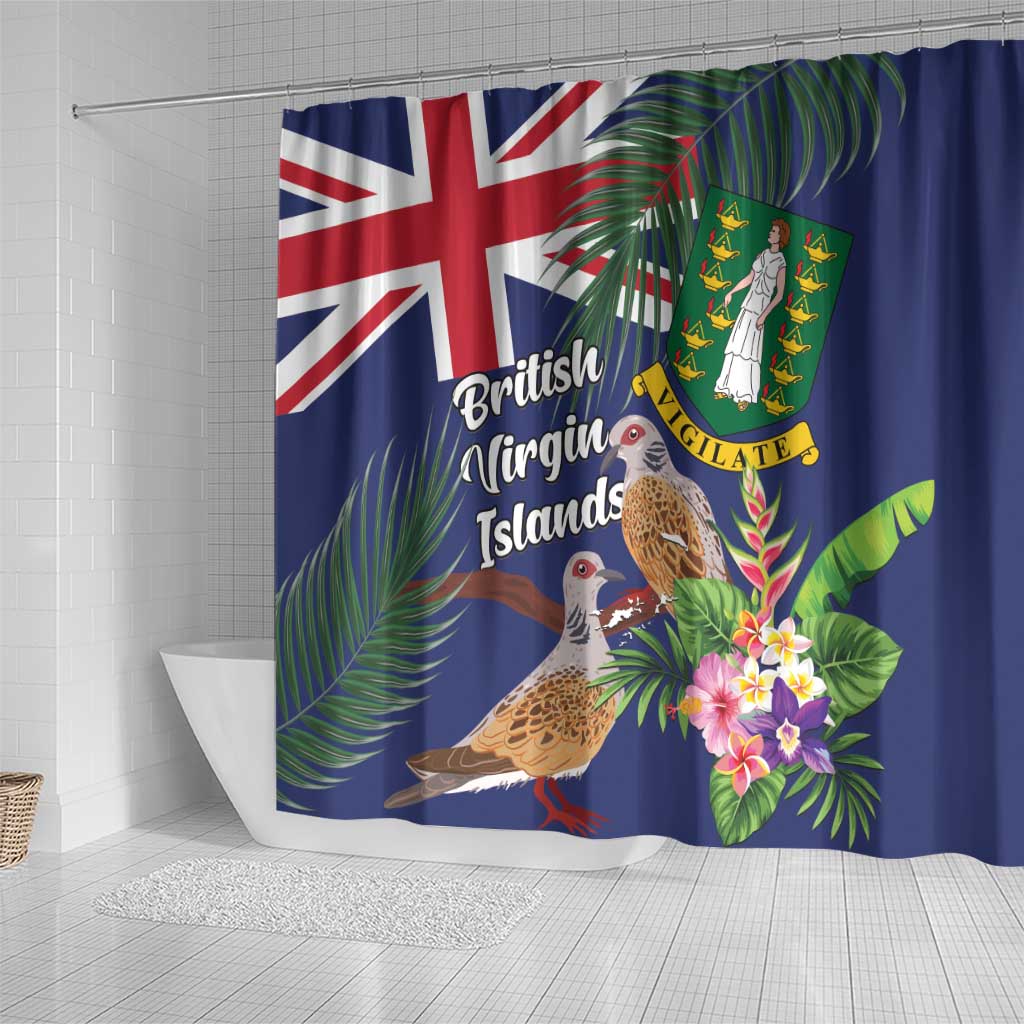 British Virgin Islands Shower Curtain Two Turtle Doves Tropical Flowers LT01