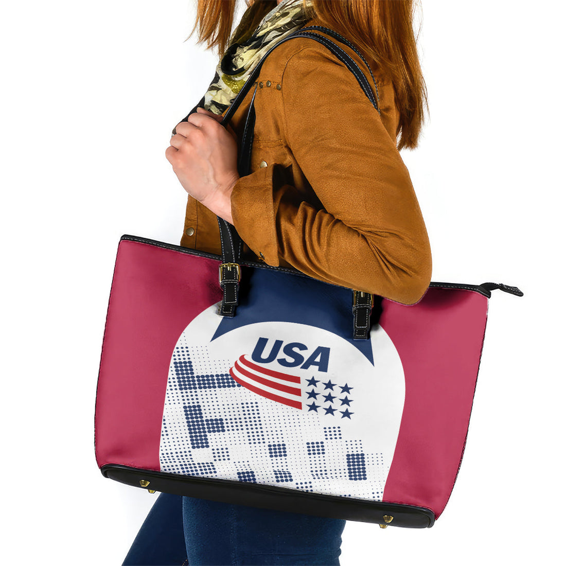 USA 2024 Soccer Leather Tote Bag The Stars and Stripes Go Champion LT01