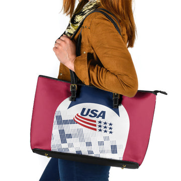 USA 2024 Soccer Leather Tote Bag The Stars and Stripes Go Champion LT01