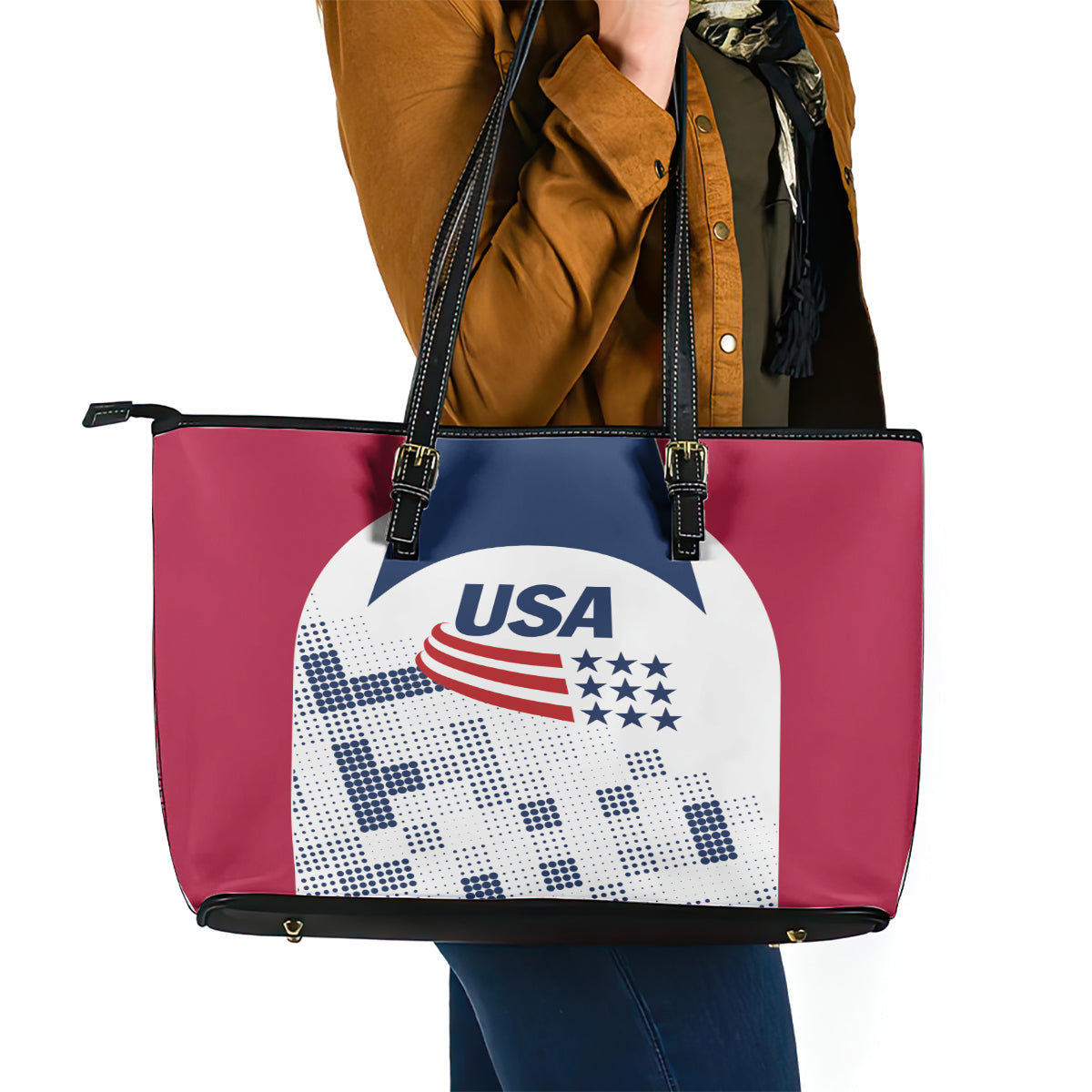USA 2024 Soccer Leather Tote Bag The Stars and Stripes Go Champion LT01