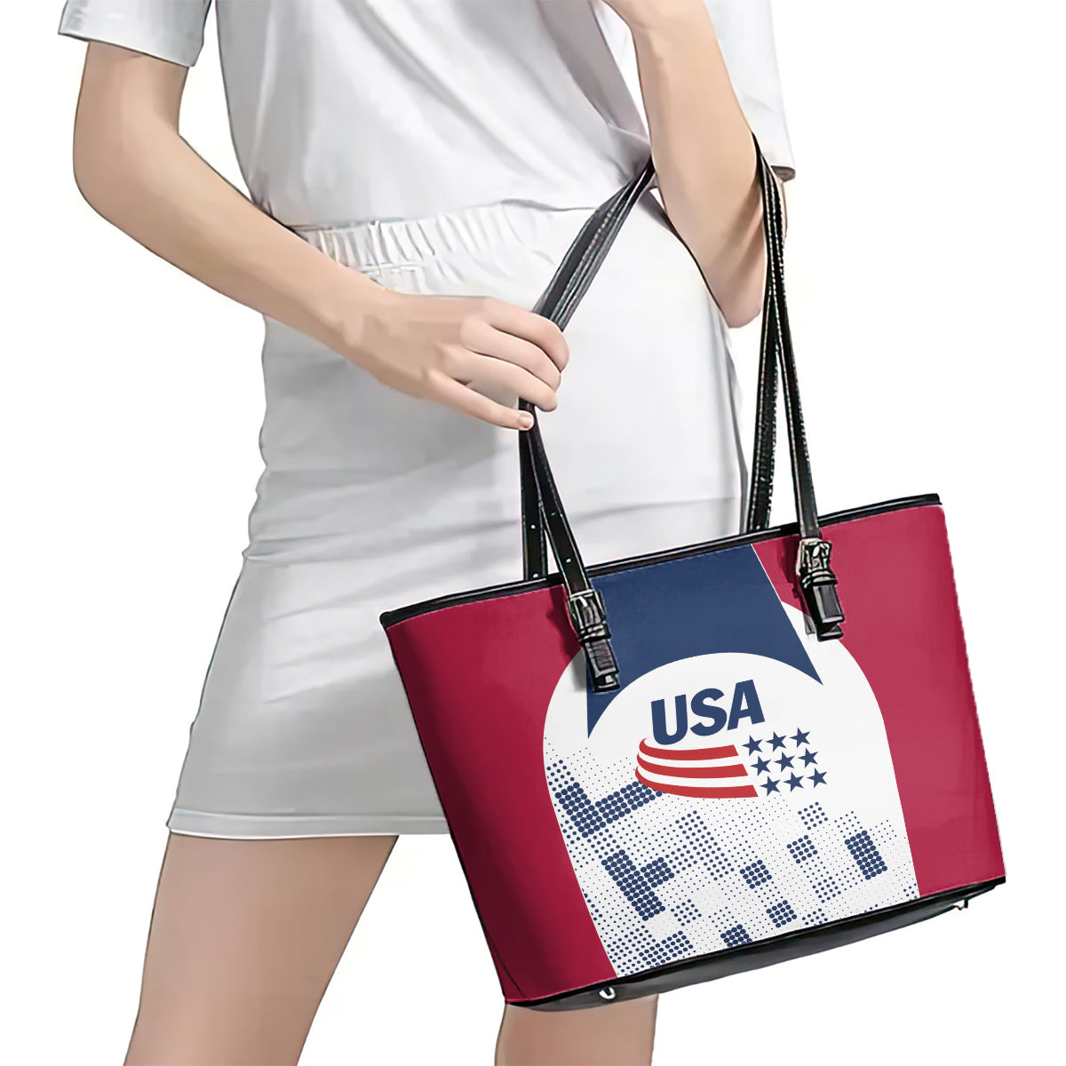 USA 2024 Soccer Leather Tote Bag The Stars and Stripes Go Champion LT01