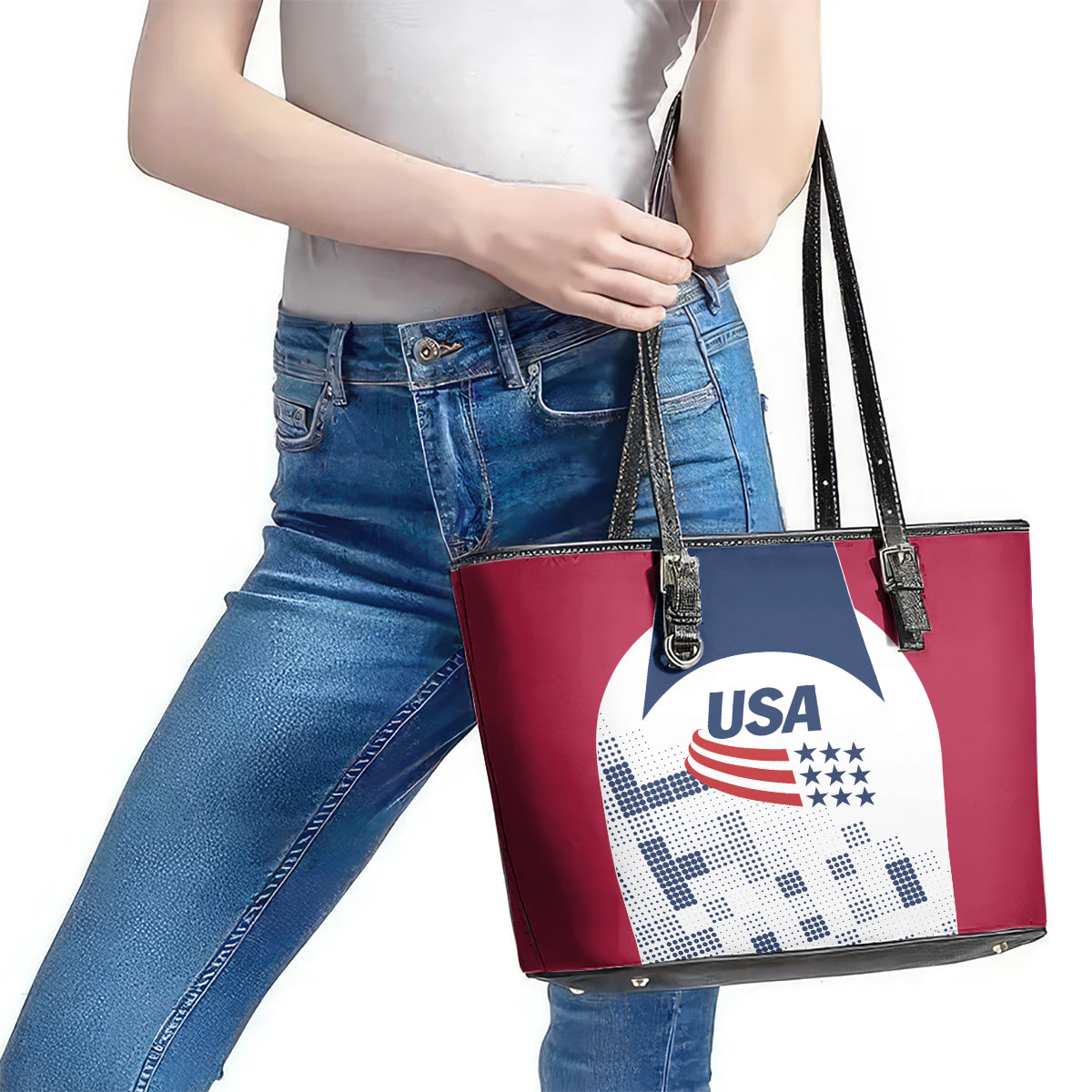 USA 2024 Soccer Leather Tote Bag The Stars and Stripes Go Champion LT01
