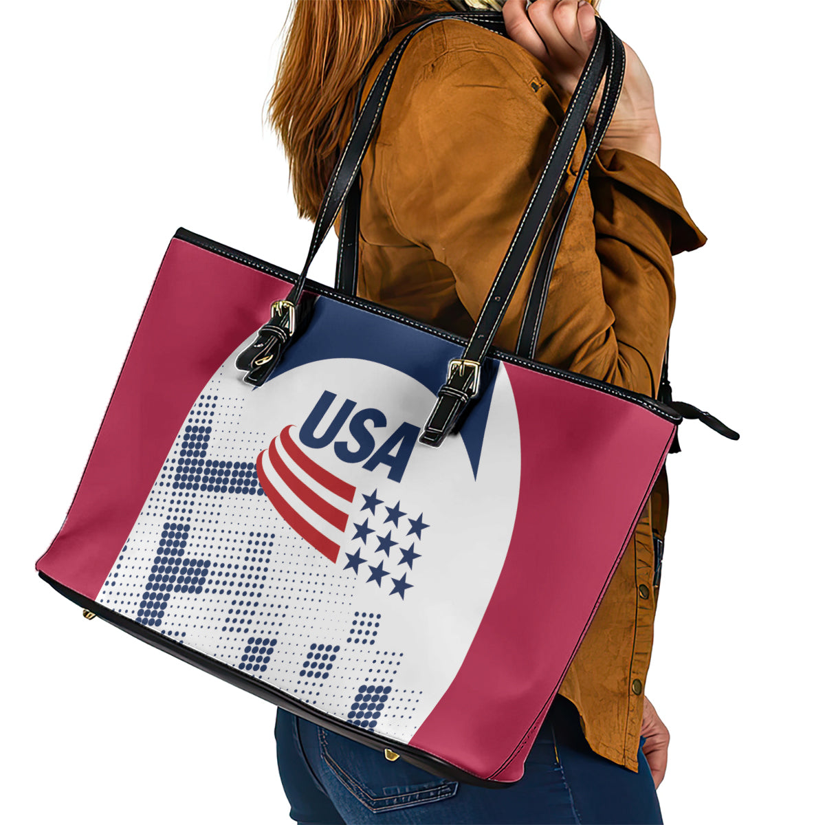 USA 2024 Soccer Leather Tote Bag The Stars and Stripes Go Champion LT01