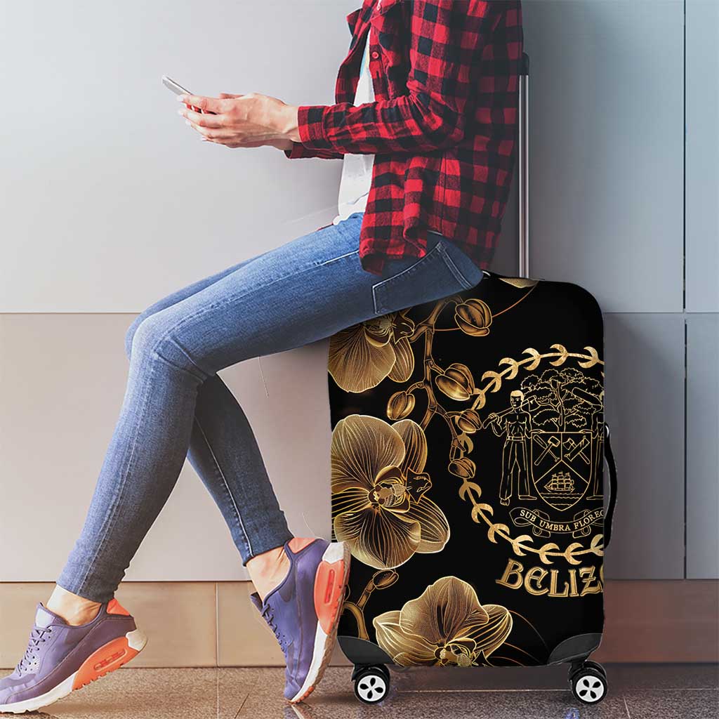 Belize Gold Orchid Luggage Cover Luxury Stylized LT01