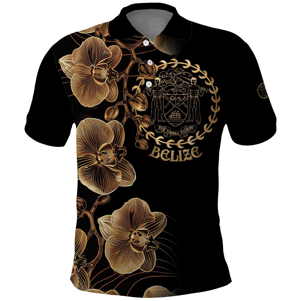 Belize Gold Orchid Polo Shirt Luxury Stylized LT01