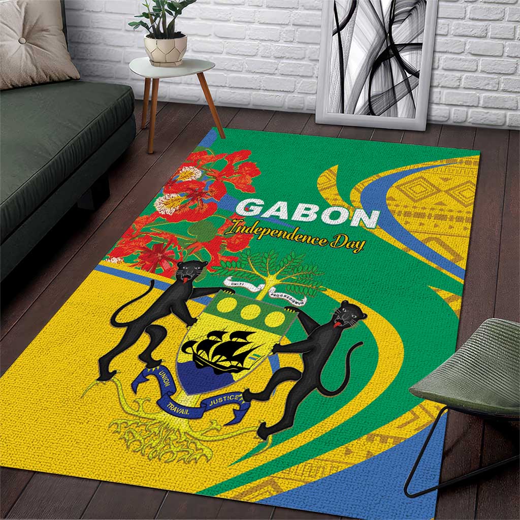 Gabon Independence Day Area Rug Gabonaise Flamboyant African Pattern LT01
