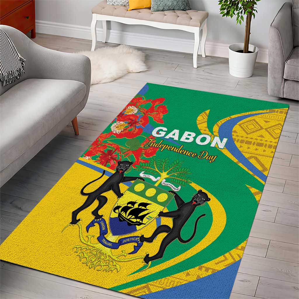 Gabon Independence Day Area Rug Gabonaise Flamboyant African Pattern LT01