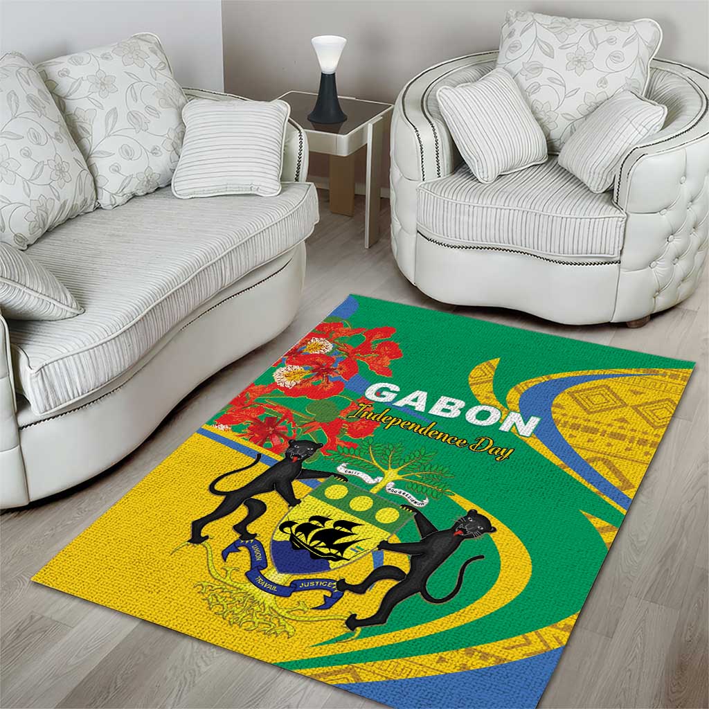 Gabon Independence Day Area Rug Gabonaise Flamboyant African Pattern LT01