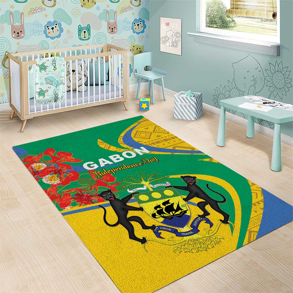 Gabon Independence Day Area Rug Gabonaise Flamboyant African Pattern LT01