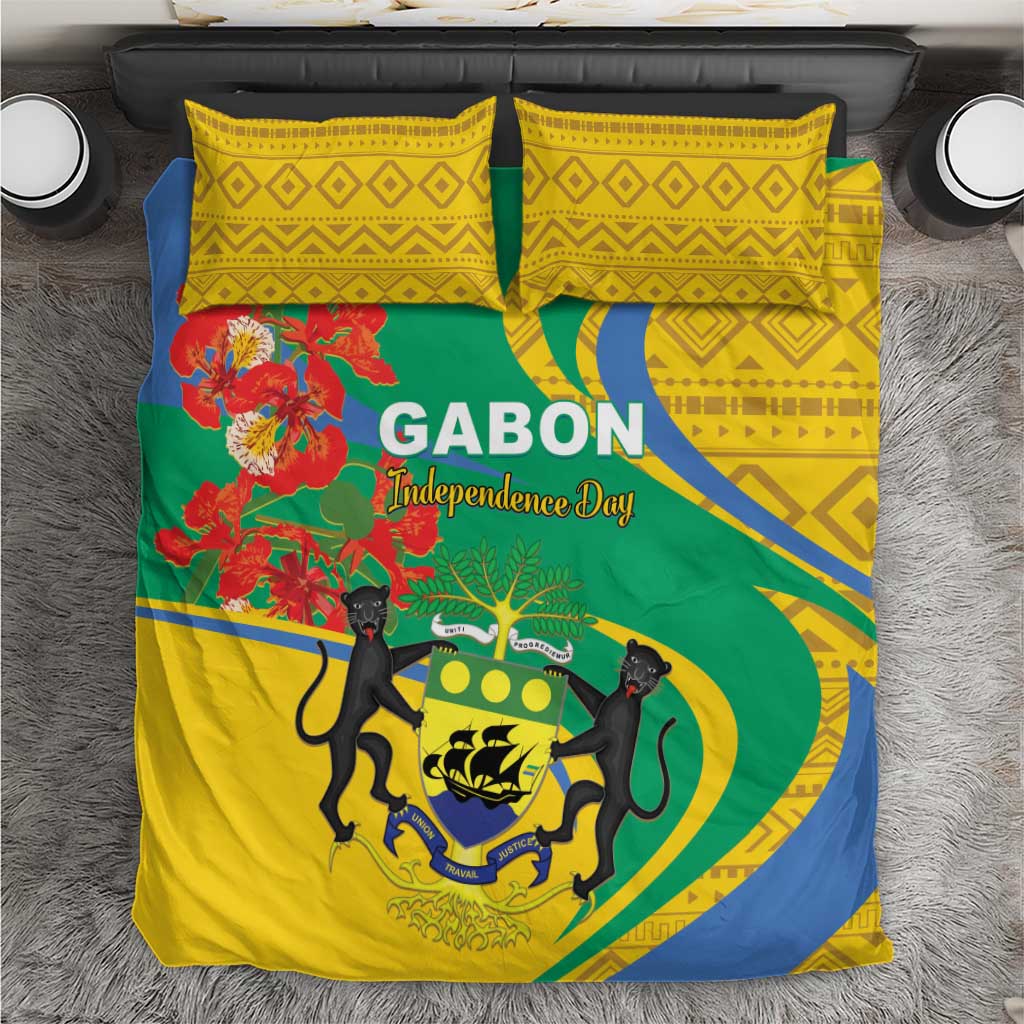 Gabon Independence Day Bedding Set Gabonaise Flamboyant African Pattern LT01