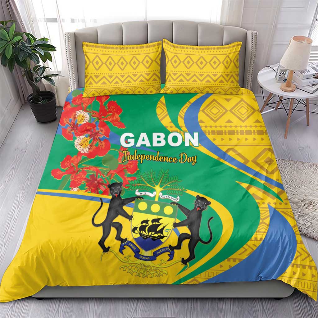 Gabon Independence Day Bedding Set Gabonaise Flamboyant African Pattern LT01