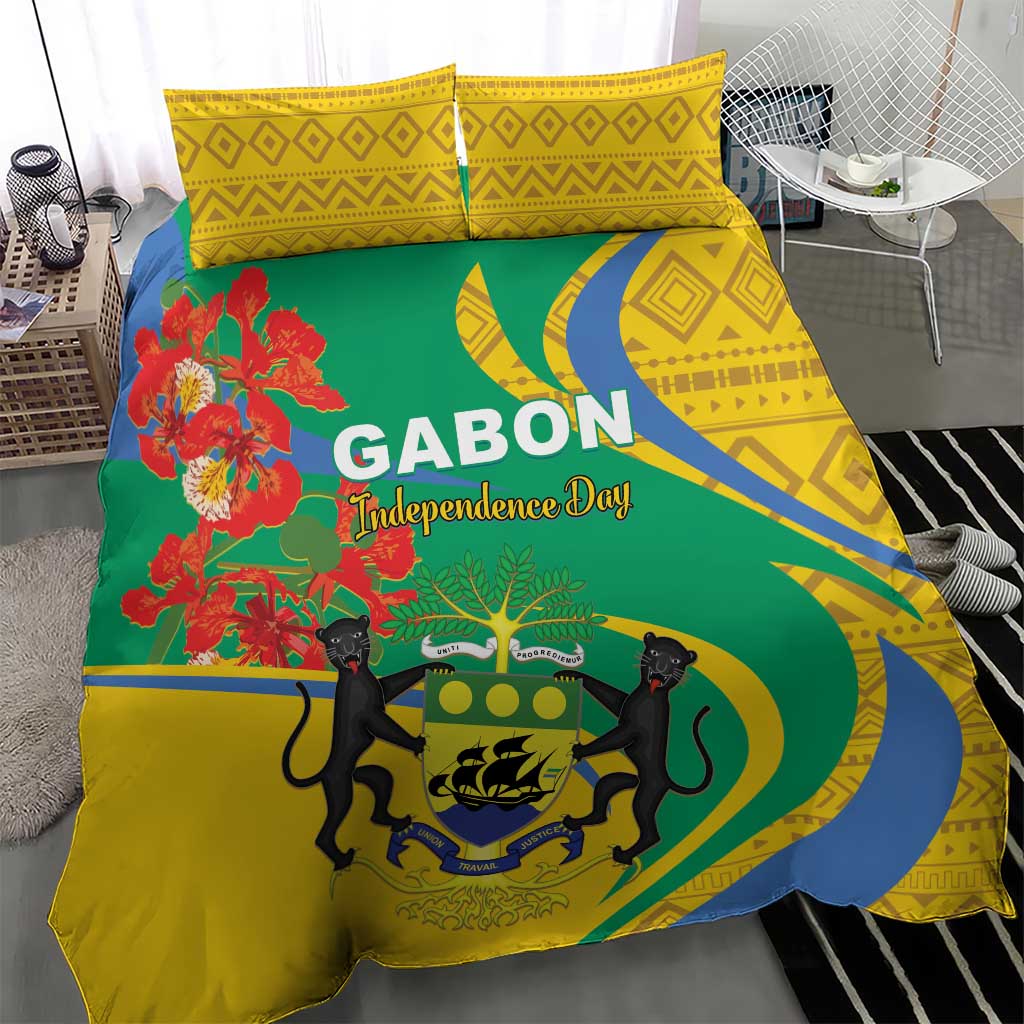 Gabon Independence Day Bedding Set Gabonaise Flamboyant African Pattern LT01