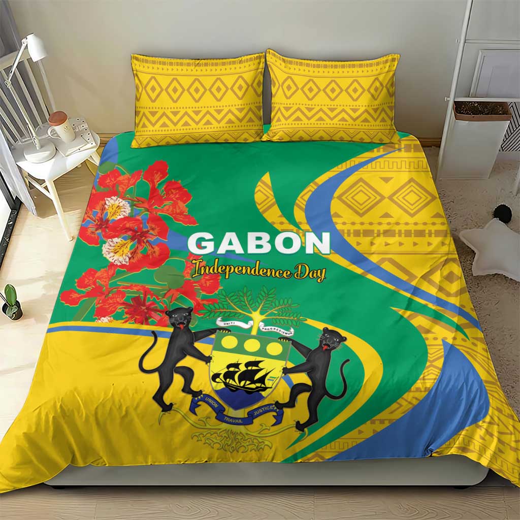 Gabon Independence Day Bedding Set Gabonaise Flamboyant African Pattern LT01