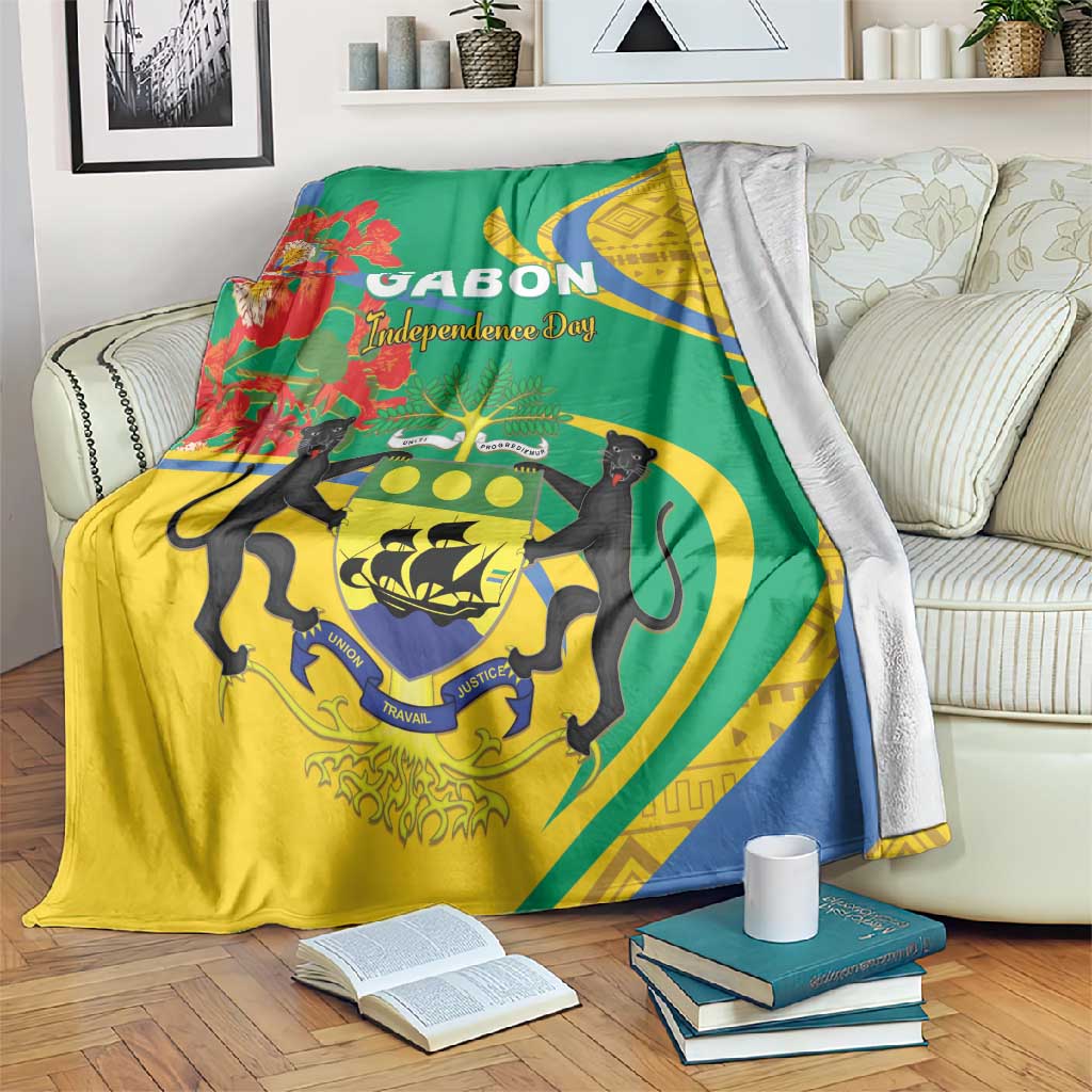 Gabon Independence Day Blanket Gabonaise Flamboyant African Pattern LT01