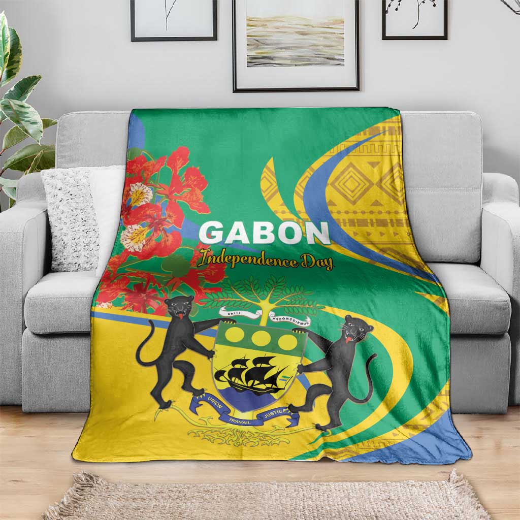 Gabon Independence Day Blanket Gabonaise Flamboyant African Pattern LT01