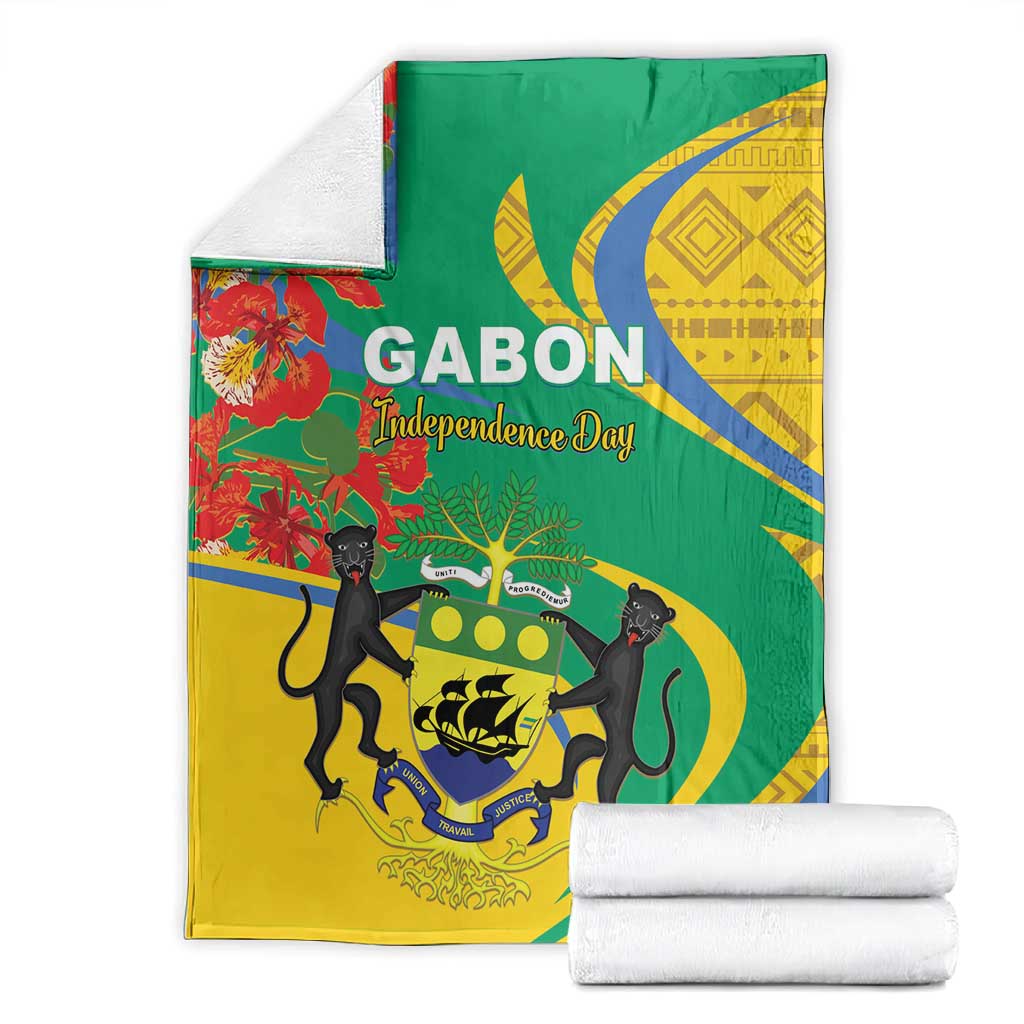 Gabon Independence Day Blanket Gabonaise Flamboyant African Pattern LT01