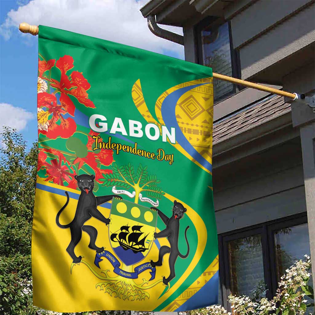 Gabon Independence Day Garden Flag Gabonaise Flamboyant African Pattern LT01