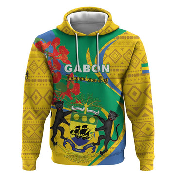 Gabon Independence Day Hoodie Gabonaise Flamboyant African Pattern LT01