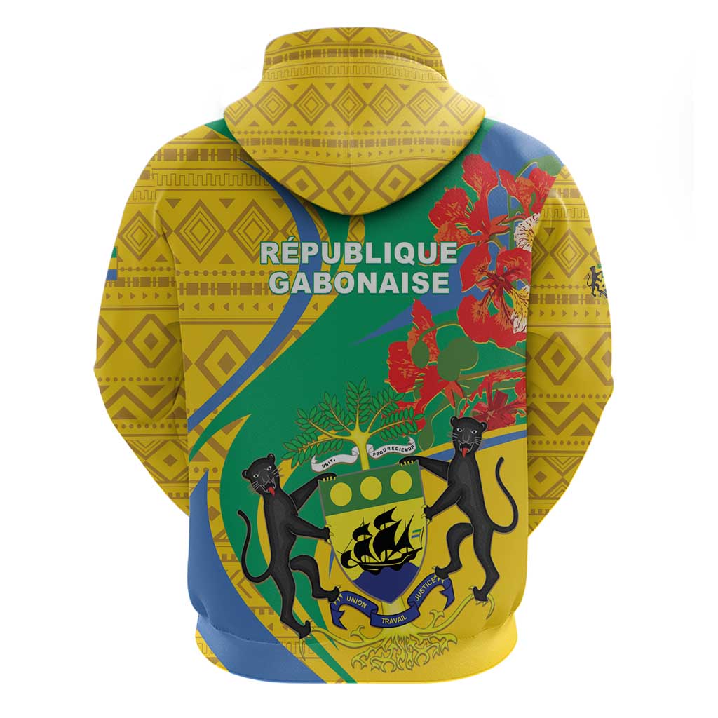 Gabon Independence Day Hoodie Gabonaise Flamboyant African Pattern LT01