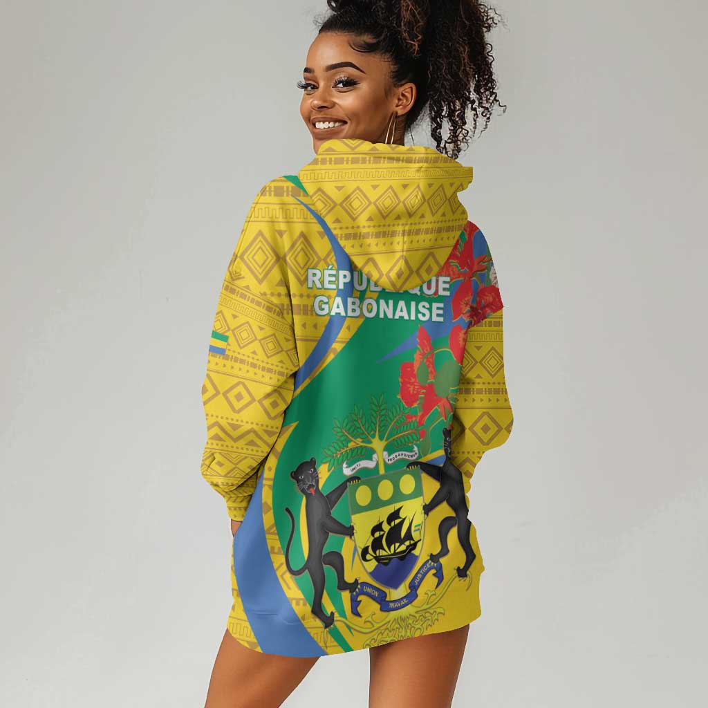 Gabon Independence Day Hoodie Dress Gabonaise Flamboyant African Pattern LT01