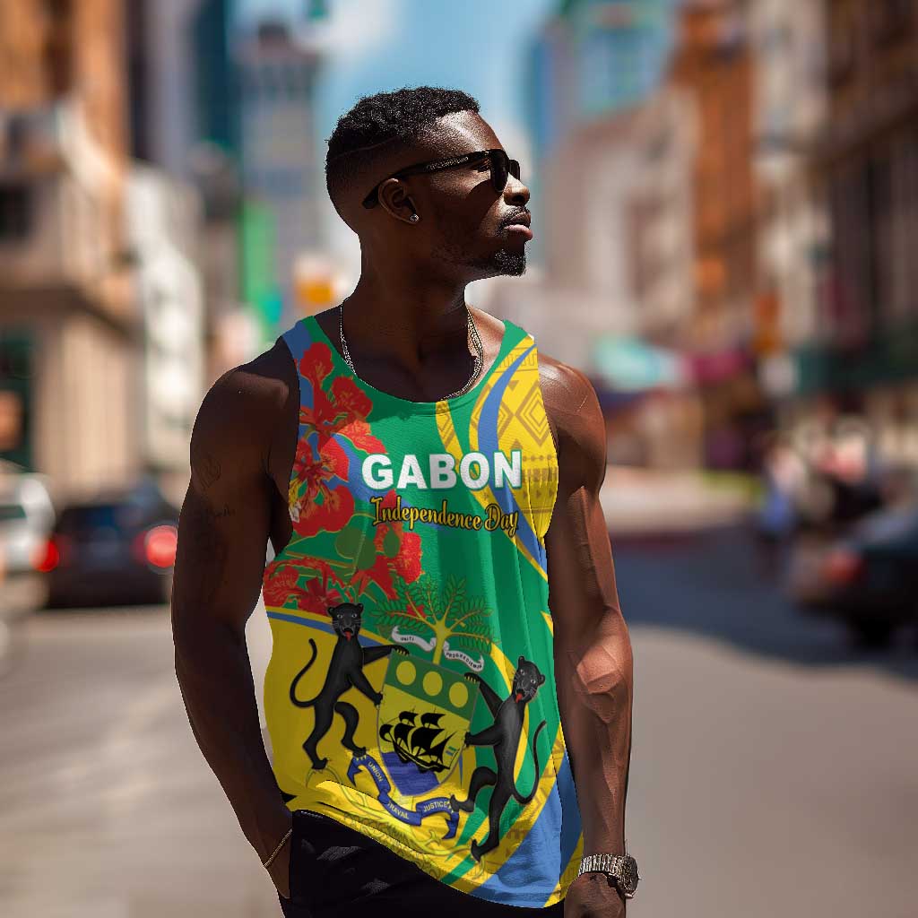 Gabon Independence Day Men Tank Top Gabonaise Flamboyant African Pattern LT01