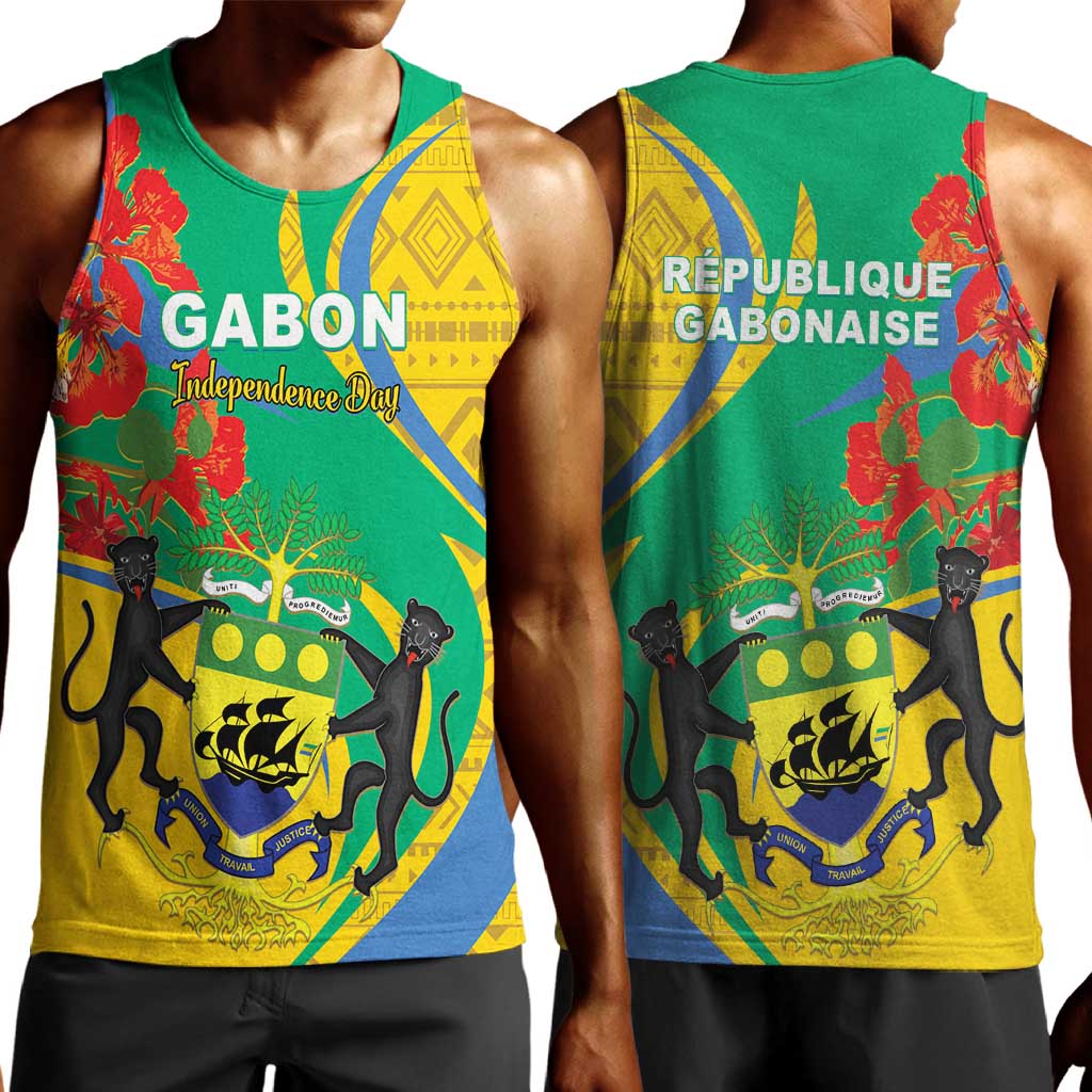 Gabon Independence Day Men Tank Top Gabonaise Flamboyant African Pattern LT01