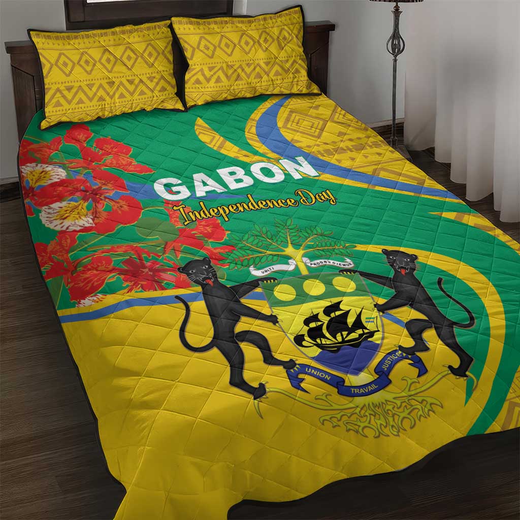 Gabon Independence Day Quilt Bed Set Gabonaise Flamboyant African Pattern LT01