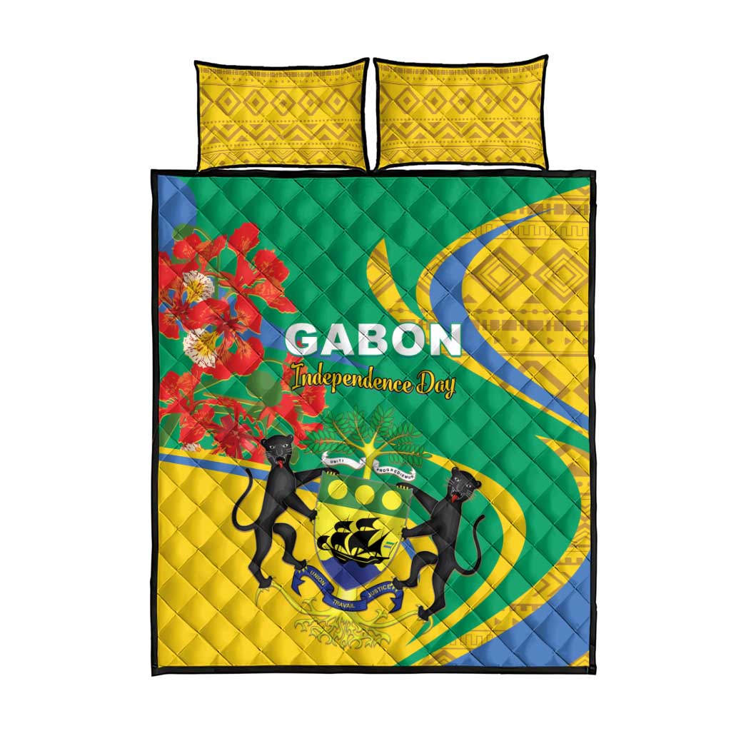 Gabon Independence Day Quilt Bed Set Gabonaise Flamboyant African Pattern LT01