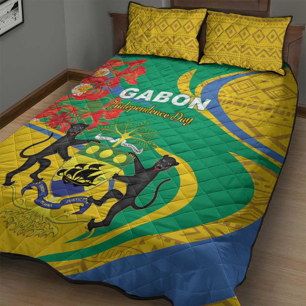 Gabon Independence Day Quilt Bed Set Gabonaise Flamboyant African Pattern LT01