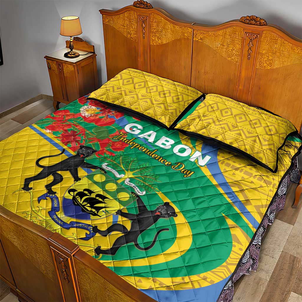 Gabon Independence Day Quilt Bed Set Gabonaise Flamboyant African Pattern LT01