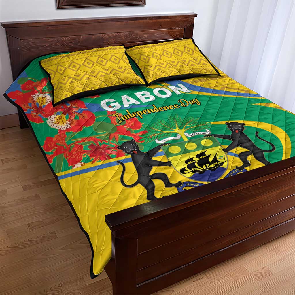 Gabon Independence Day Quilt Bed Set Gabonaise Flamboyant African Pattern LT01