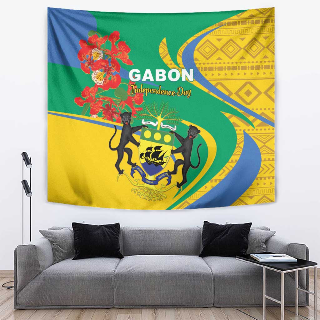 Gabon Independence Day Tapestry Gabonaise Flamboyant African Pattern LT01