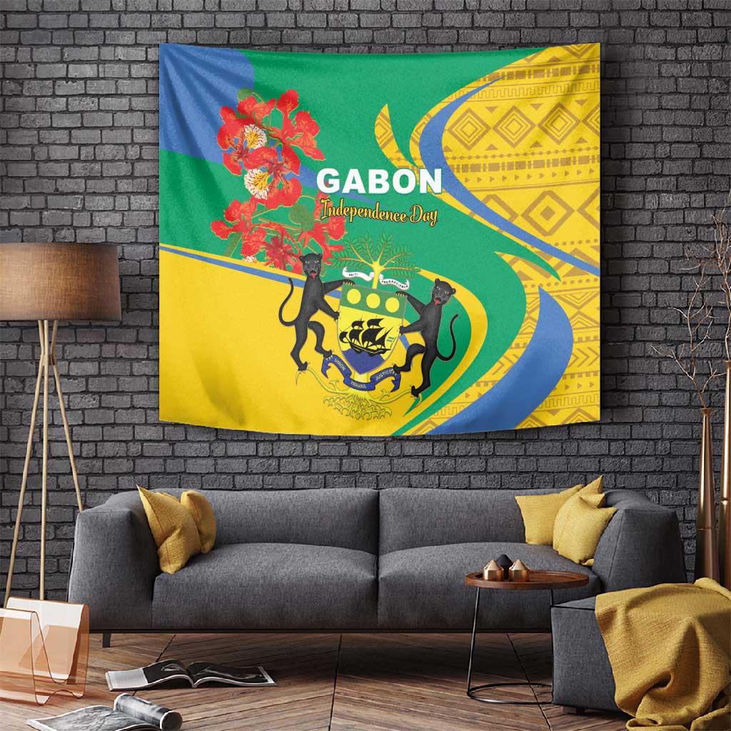 Gabon Independence Day Tapestry Gabonaise Flamboyant African Pattern LT01