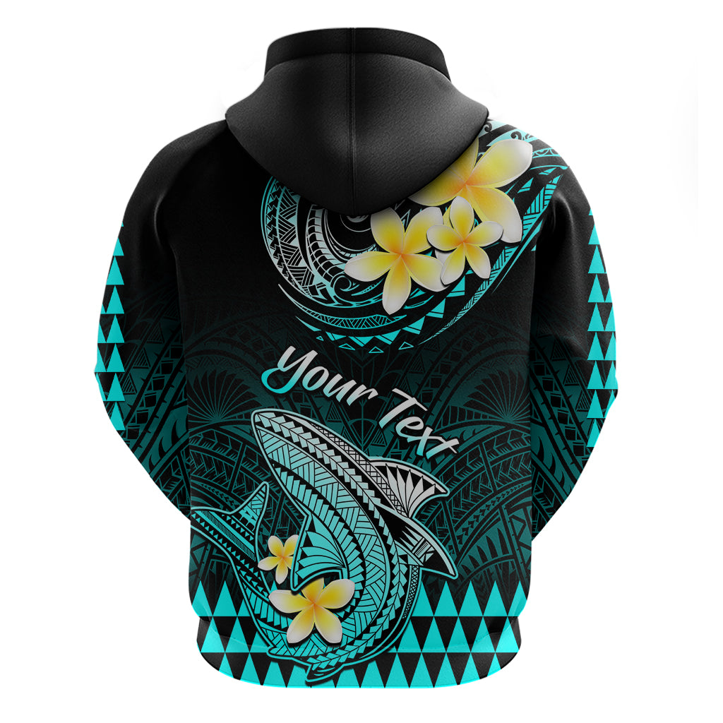 Personalised Hawaii Hoodie Polynesian Shark with Kakau Turquoise Version LT01