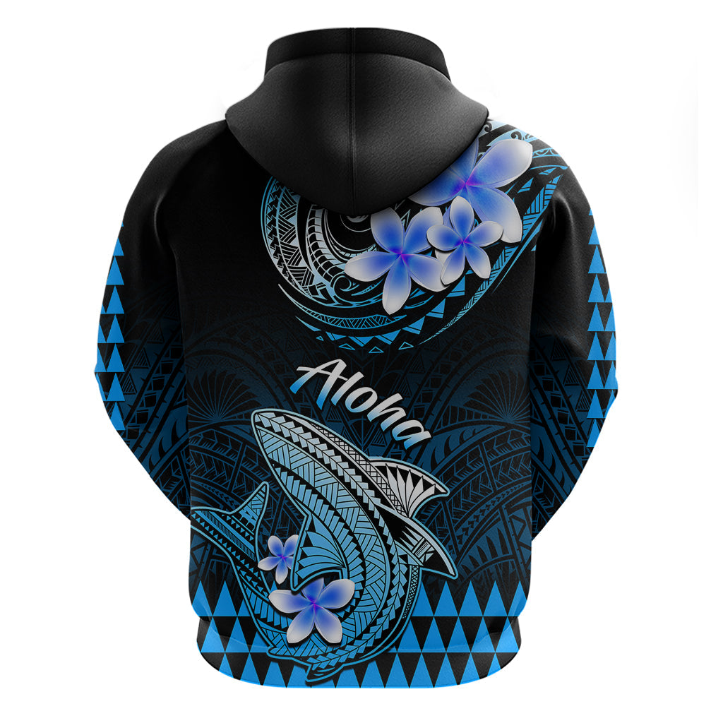 Hawaii Hoodie Polynesian Shark with Kakau Blue Version LT01