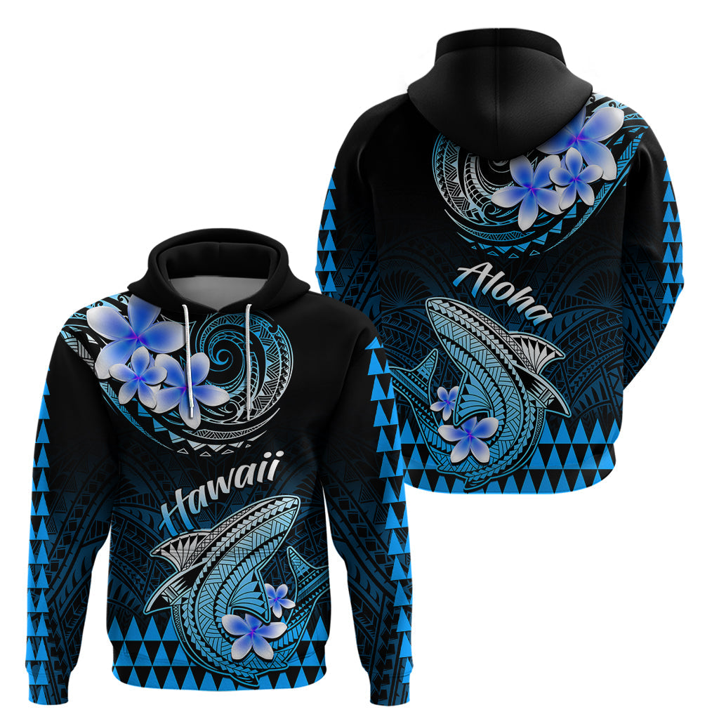 Hawaii Hoodie Polynesian Shark with Kakau Blue Version LT01