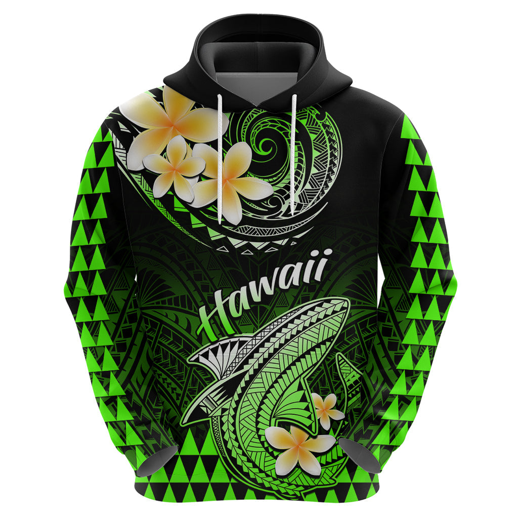 Hawaii Hoodie Polynesian Shark with Kakau Green Version LT01