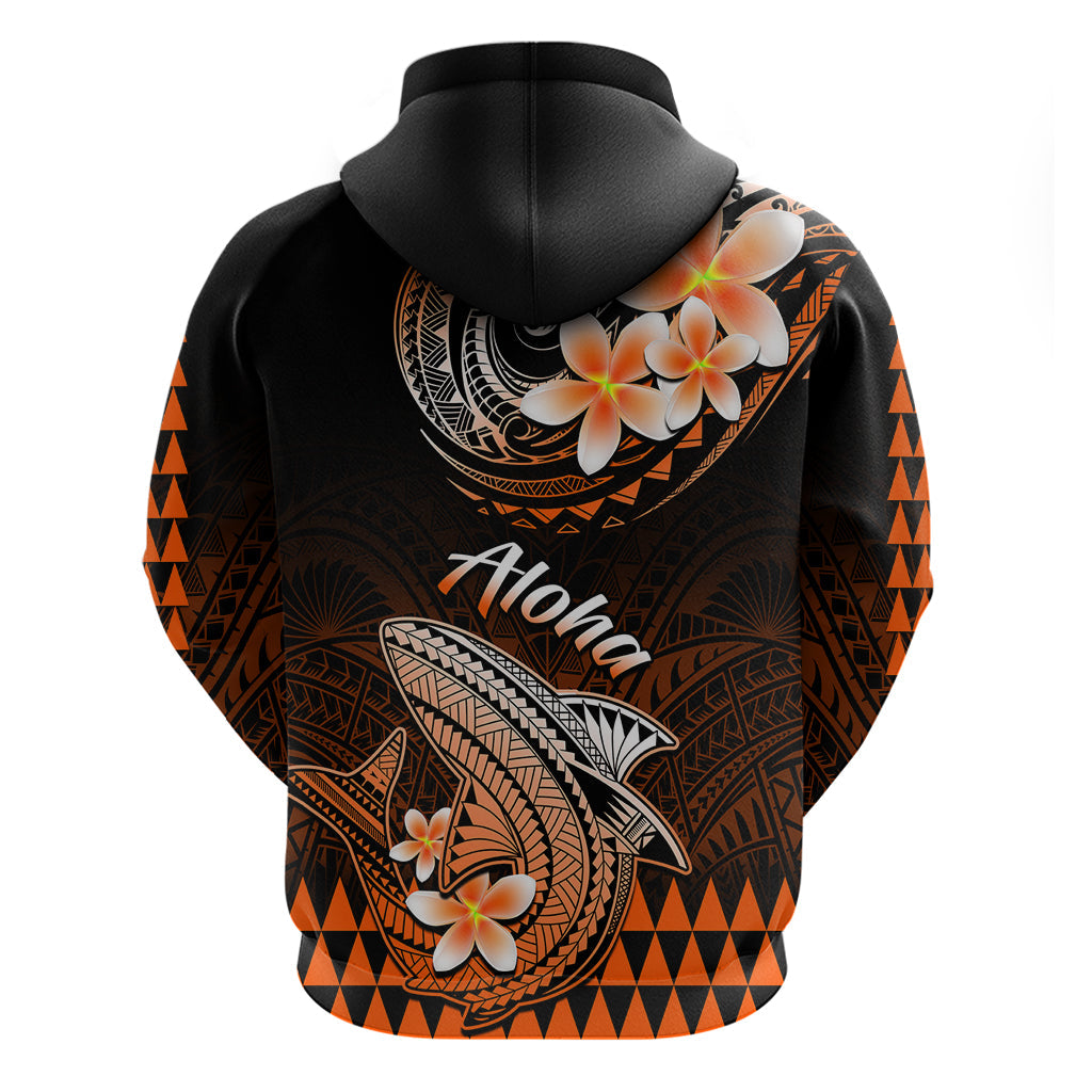 Hawaii Hoodie Polynesian Shark with Kakau Orange Version LT01