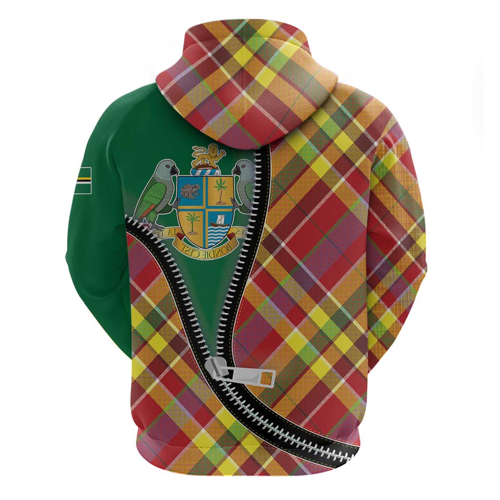 Dominica Creole Day Hoodie Madras Pattern Zipper Stylized LT01
