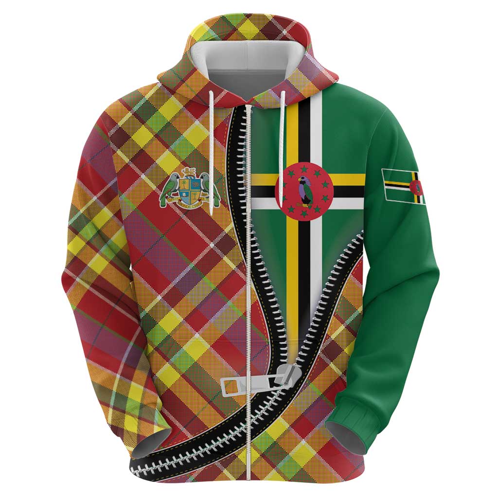 Dominica Creole Day Hoodie Madras Pattern Zipper Stylized LT01