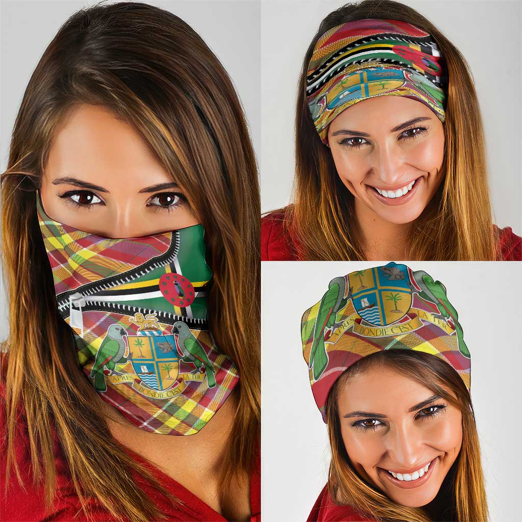 Dominica Creole Day Neck Gaiter Madras Pattern Zipper Stylized LT01