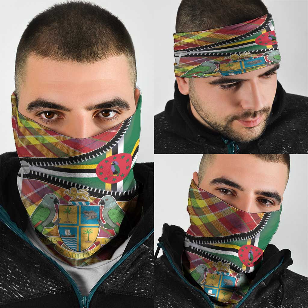 Dominica Creole Day Neck Gaiter Madras Pattern Zipper Stylized LT01