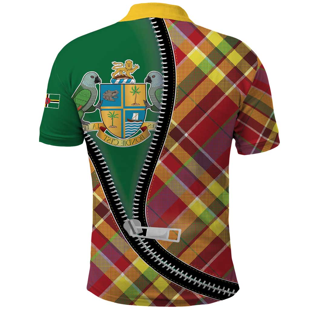 Dominica Creole Day Polo Shirt Madras Pattern Zipper Stylized LT01