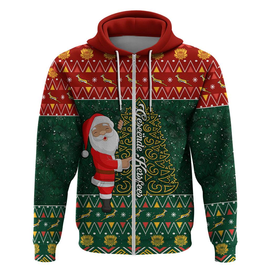 Custom South Africa Christmas Hoodie Geseende Kersfees Santa Claus African Pattern LT01