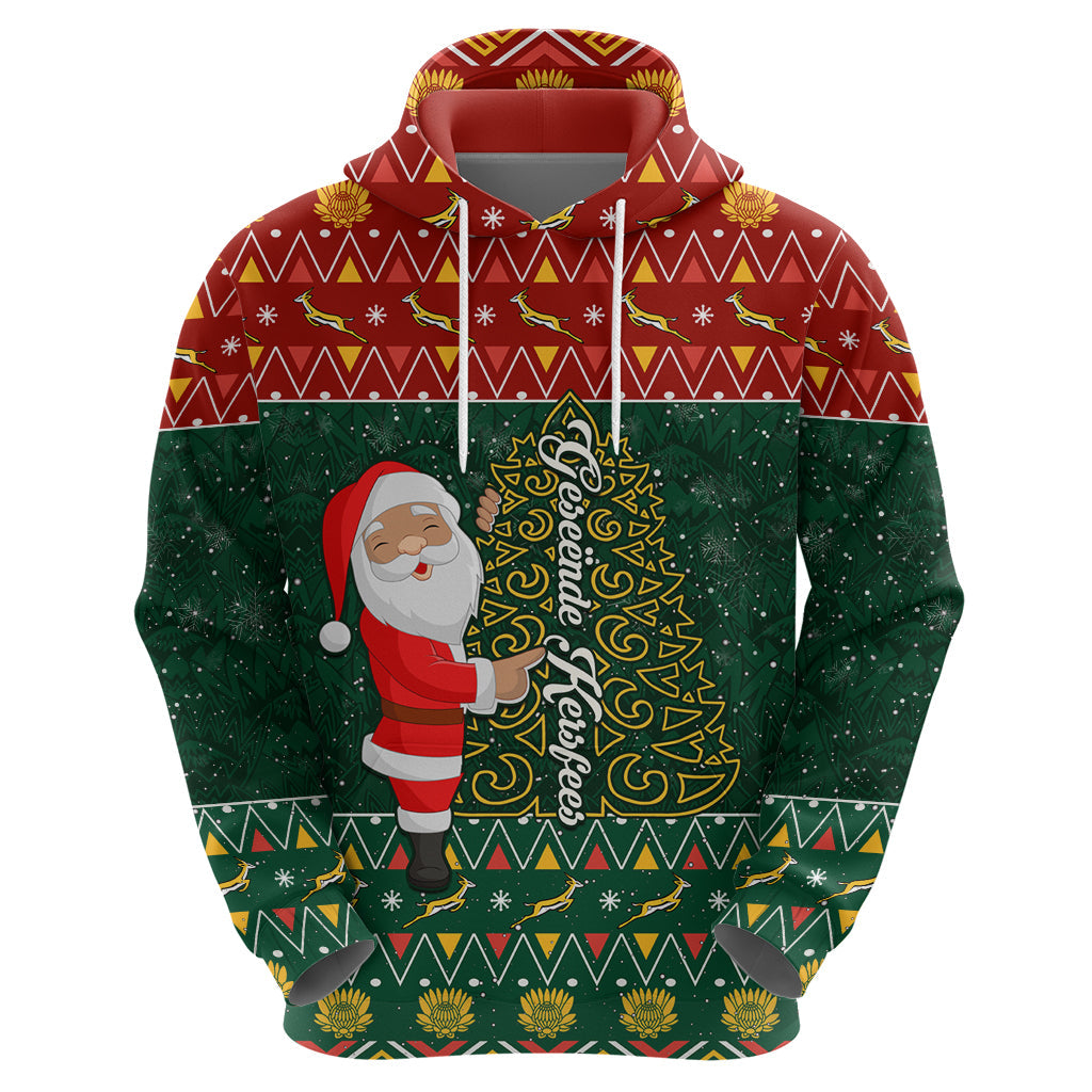 Custom South Africa Christmas Hoodie Geseende Kersfees Santa Claus African Pattern LT01