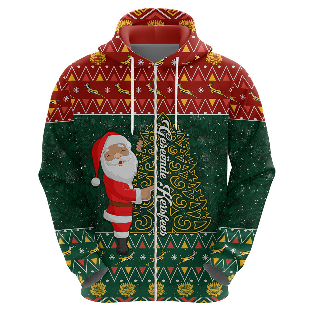 Custom South Africa Christmas Hoodie Geseende Kersfees Santa Claus African Pattern LT01