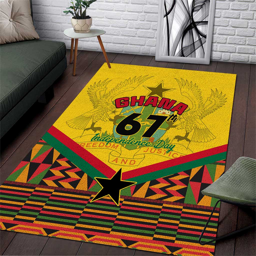 Ghana Independence Day Area Rug with Freedom and Justice and African Pattern LT01